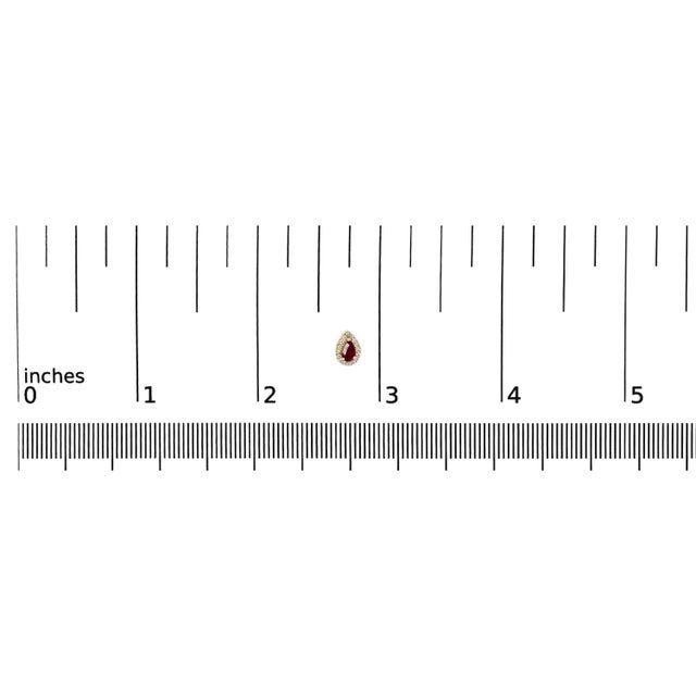 Early 21st Century 10K Yellow Gold 5X3 MM Pear-Cut Ruby and 1/7 Cttw Diamond Halo Stud Earrings (I-J Color, I1-I2 Clarity) For Sale - Image 5 of 5