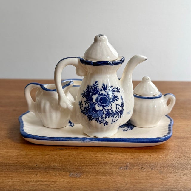 Delft 1970s Miniature Delft Style Teaset - 10 Pieces For Sale - Image 4 of 5