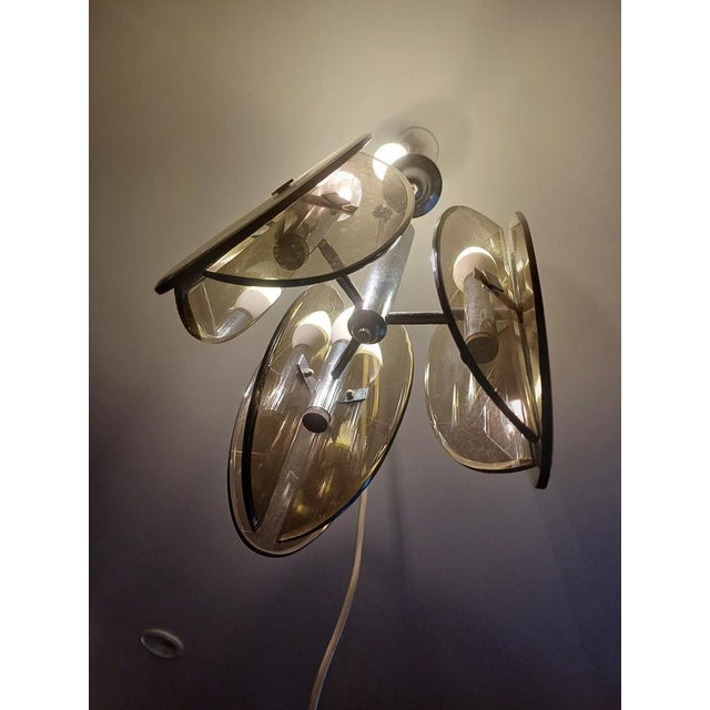 Vintage Chrome and Smoked Glass Chandelier attributed to Fontana Arte, 1970 For Sale - Image 17 of 17