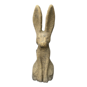 Vintage Cast Stone Seated Jackrabbit Garden Statue