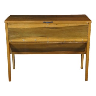 Antique Country French Rustic Walnut Dough Bin Box Petrin Cabinet Table 38" For Sale