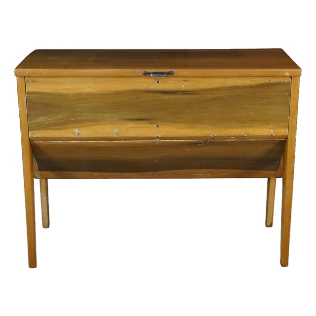 Antique Country French Rustic Walnut Dough Bin Box Petrin Cabinet Table 38" For Sale