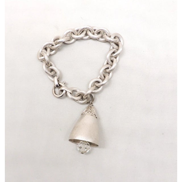 Vintage Signed Napier Rhodium Plated "Wedding Bell" Charm Bracelet For Sale In Philadelphia - Image 6 of 7