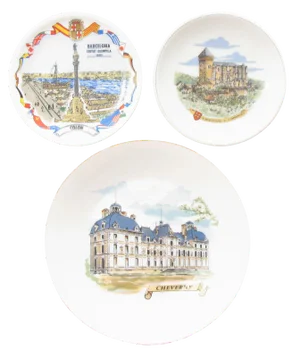 Vintage European Transferware Souvenir Plates, Set of 3