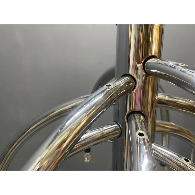 Vintage Space Age Chrome 13-Light Chandelier attributed to Goffredo Reggiani, 1970s For Sale - Image 6 of 14