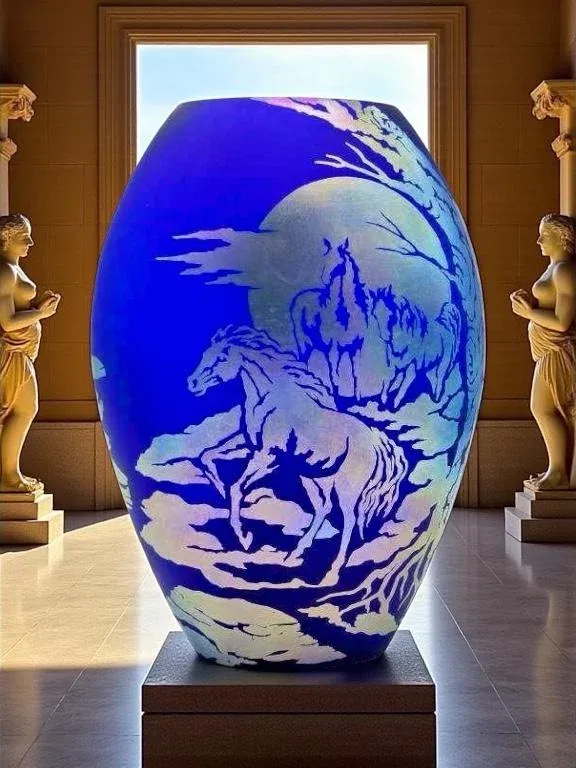 Fenton Favrene Wild Horses Oval Vase-Robin Spindler-Signed Limited