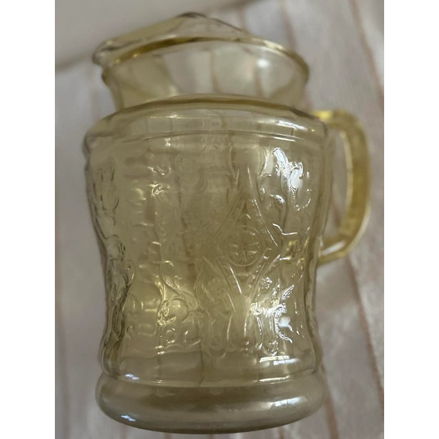 Yellow Vintage 1930s Federal Madrid Pitcher Amber Yellow Depression Glass For Sale - Image 8 of 8