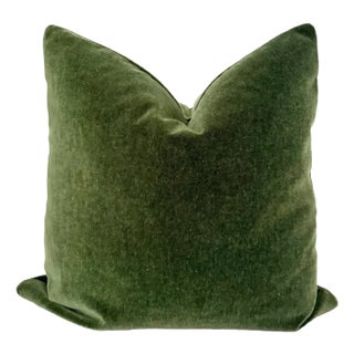 Mohair Pillow in Forest Green, 24" For Sale