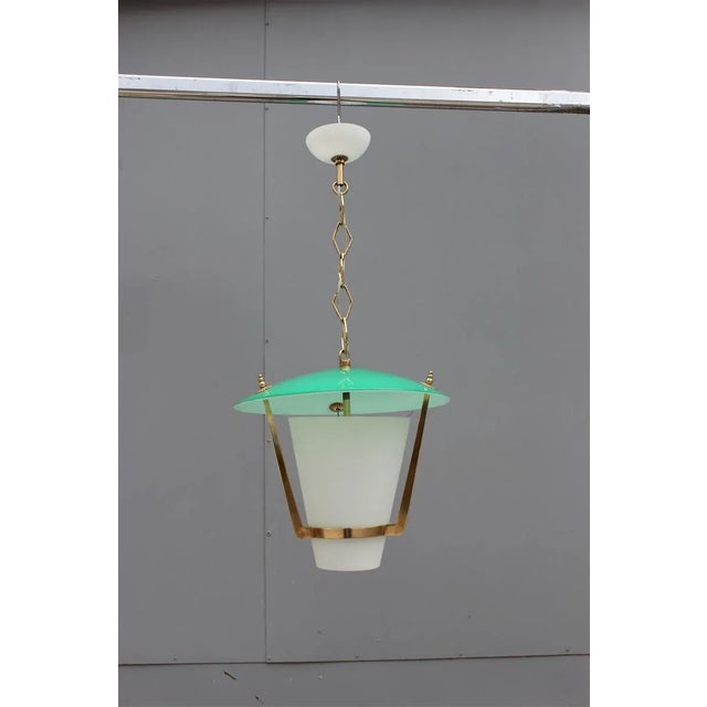 White and Green Murano Glass Lantern from Stilnovo, 1950s For Sale - Image 6 of 7