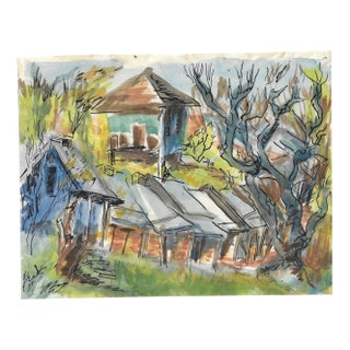 1955 Marianna Van Rossen Hoogendyk Shacks Watercolor For Sale