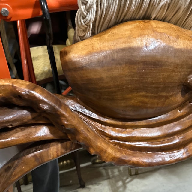 1970s Large Octopus Mirror Hand Carved Wood For Sale - Image 4 of 11