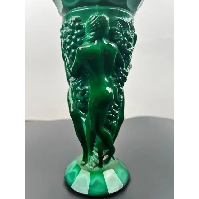 Curt Schlevogt Art Deco Malachite Glass Vase, 1930's For Sale - Image 12 of 14