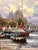 Large Vintage Signed Harbor Scene Painting For Sale - Image 4 of 13