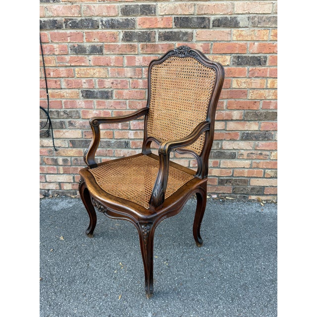 Pair of Antique French Cane Arm Chairs For Sale - Image 9 of 13