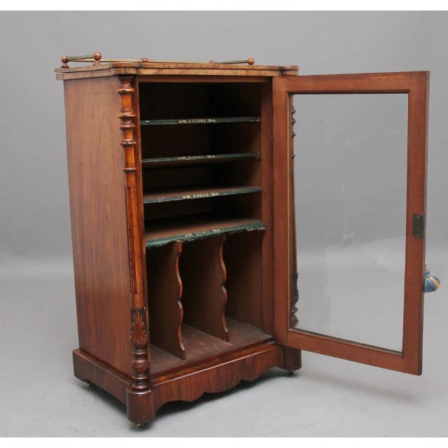 19th Century Burr Walnut Inlaid Music Cabinet For Sale - Image 11 of 13