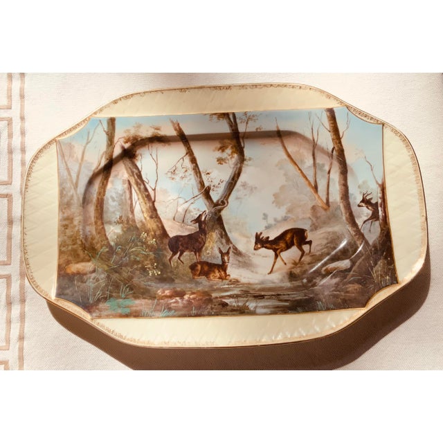 Limoges, France 19th Century Magnificent Limoges Game Platter With Compote - Hand-Painted Forest Scene For Sale - Image 4 of 18