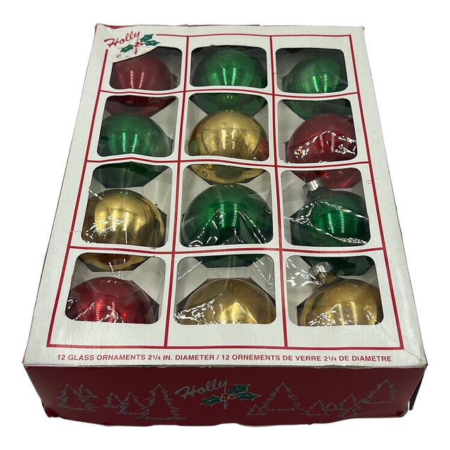 Vintage Holly Brand Christmas Ornaments - Set of 12 For Sale