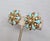 1950s Vintage 1950s Signed Trifari Faux-Turquoise & Clear Rhinestone Clip Earrings-2 Pieces For Sale - Image 5 of 7