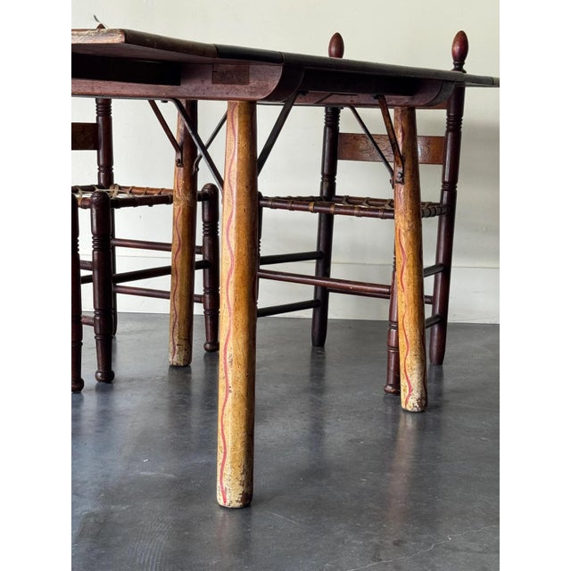 1930s Antique Scandinavian Painted Folk Art Dining Set For Sale - Image 5 of 12