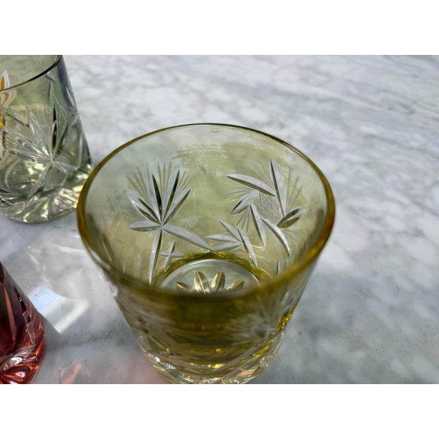 Late 20th Century Japanese Edo Kiriko Cut Crystal Harlequin Tumblers - Set of 5 For Sale - Image 5 of 10