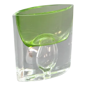 Krosno Poland Vintage Green Art Glass Bud Vase or Candle Holder