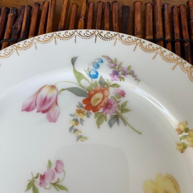 Early 1900s Rosenthal Selb Bavaria for Ovington Bros Set of 6 Hand-Painted Floral Gold Rim Plates For Sale In Austin - Image 6 of 16