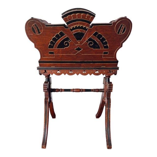 19th Century Antique Victorian Eastlake Style Wooden Music Caddy, Magazine Rack For Sale