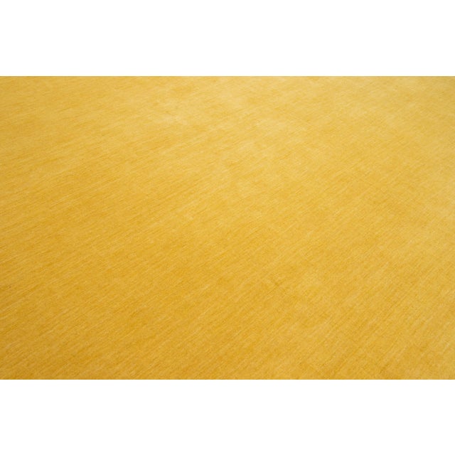 Apadana's Modern Handmade Gabbeh Plush Wool Rug in Yellow For Sale - Image 11 of 11