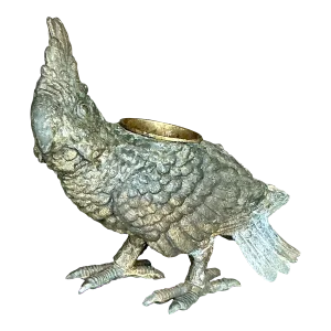 Vintage Boho Patinated Metal Parrot Candle Holder
