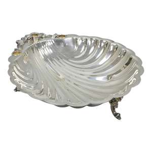 Vintage Sheffield Silver Co. Clam Shell Silver Plated Footed Serving Dish