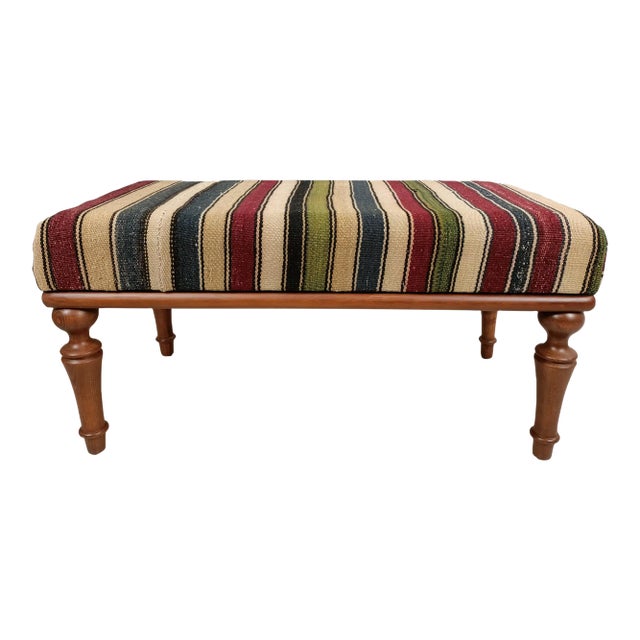 Hand Woven Kilim Rug Upholstered Bench For Sale