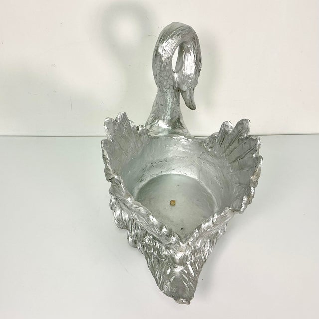 Vintage Hollywood Regency Chippendale Coastal Silver Gilt Swan Centerpiece or Planter. For Sale - Image 10 of 18