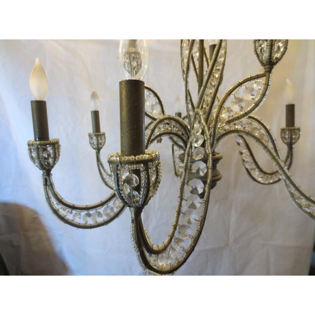 Art Deco Style Crystal Nine Light Chandelier For Sale - Image 10 of 15