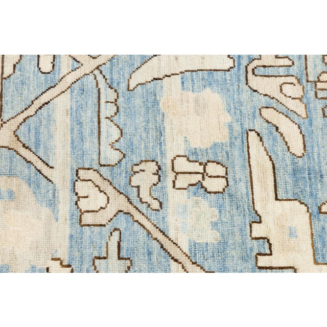 Beige Contemporary Geometric Turkish-Inspired Wool Rug in Soft Blue and Beige 12x12 For Sale - Image 8 of 11