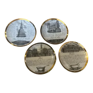 1970s Set of Four Mid-Century Modern Porcelain Mural Plates by Piero Fornasetti