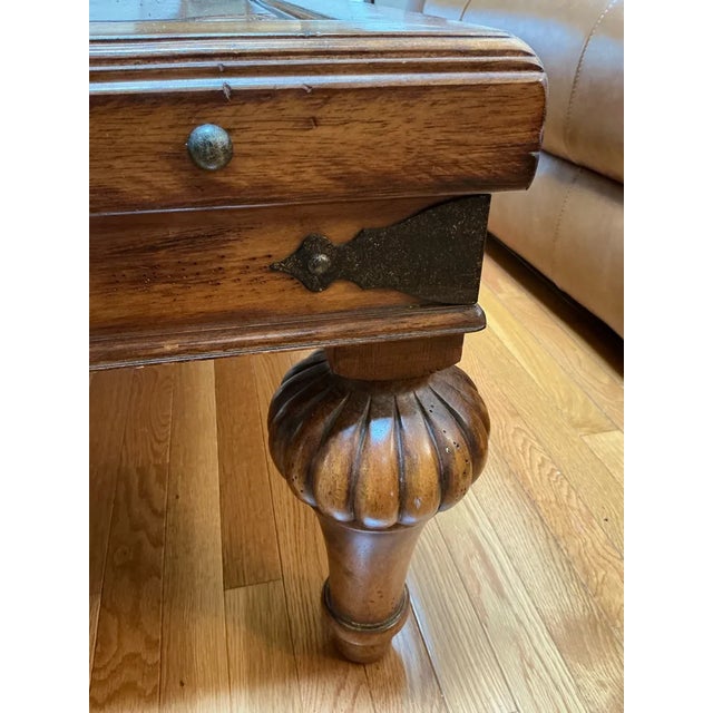 Traditional Vintage Indonesian Hand-Carved Wood Coffee Table With Floral Cross Motif For Sale - Image 3 of 11