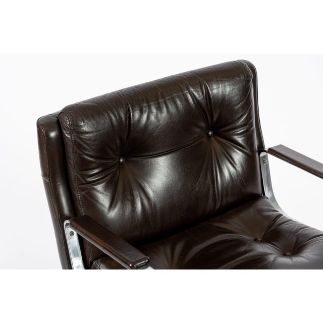 Mid Century French Brown Leather Lounge Chairs by Raphael Raffel 1970s For Sale - Image 15 of 18