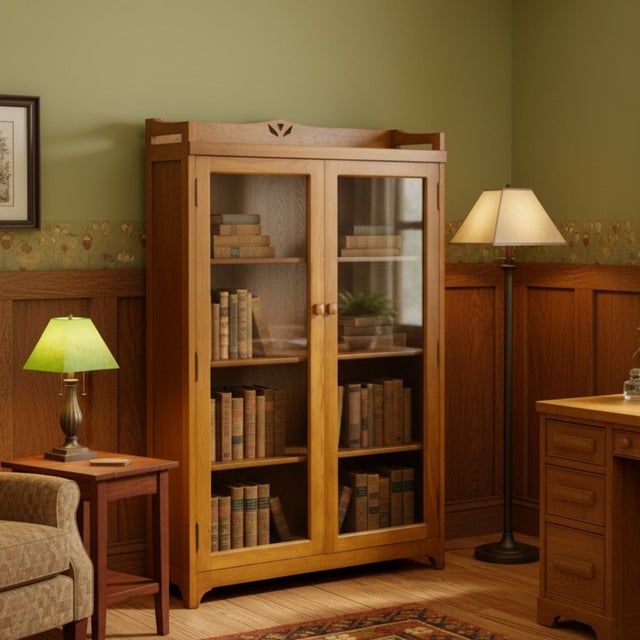 "Elevate your home with the timeless elegance of the Mission Bookcase / Curio Cabinet - Michael's Cherry (MC1). Expertly...