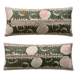 Uzbek Suzani Bedding Pillow Cover 15'' X 36'' - Set of Two For Sale
