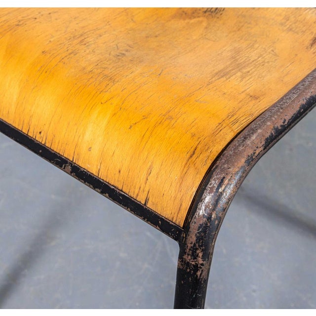 Wood French Stacking 510 Dining Chair with Black Frame from Mullca, 1960s For Sale - Image 7 of 11