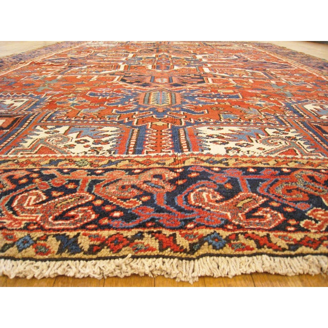 Vintage Persian Decorative Oriental Heriz Rug in Room Size For Sale - Image 9 of 9