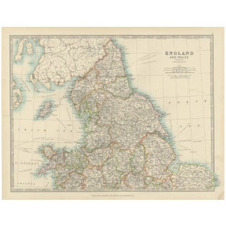 Antique Map of England and Wales, 1903 For Sale