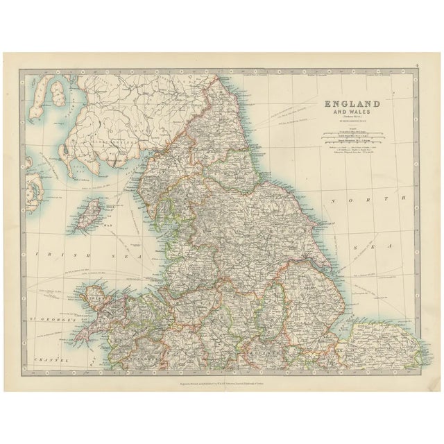 Antique Map of England and Wales, 1903 For Sale