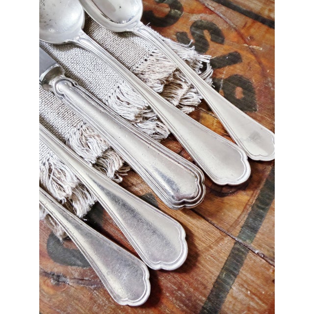 Antique Silver Plated Flatware Service From Grand Hotel Ligure in Turin Italy - Set of 30 For Sale In New York - Image 6 of 11