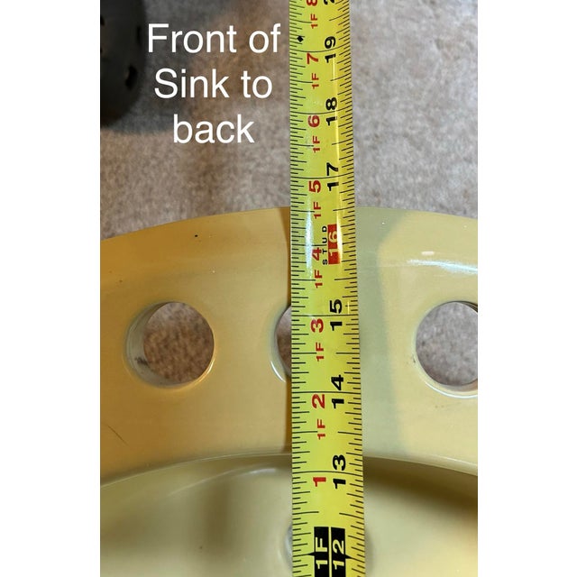 Vintage Butter Yellow Porcelain Drop in Bathroom Sink For Sale - Image 6 of 12