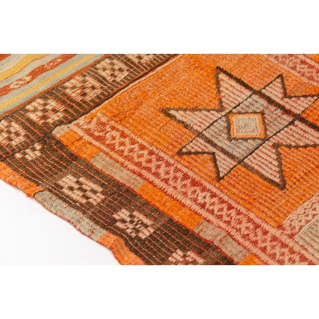 1960s Earthy Orange, Brown & Tan Flatweave Kilim For Sale - Image 4 of 10