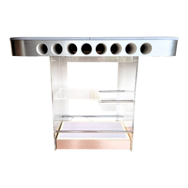 1970's Illuminated Lucite Dry Bar For Sale