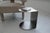 Contemporary C-Shaped Side Table in Brushed Stainless Steel by Veliento For Sale - Image 3 of 11