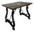 1930s Spanish Baroque Style Side Table with Floral Marquetry Top and Ebonized Base For Sale