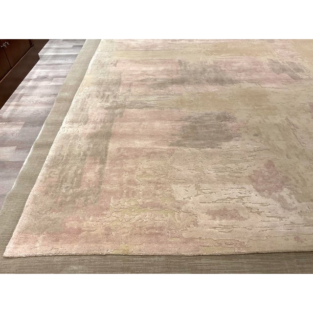 Christopher Guy Nourison Home for Christopher Guy Gray, Pink, and Ivory Abstract Wool and Silk Hand Knotted Mirage Rug 8x10 For Sale - Image 4 of 6